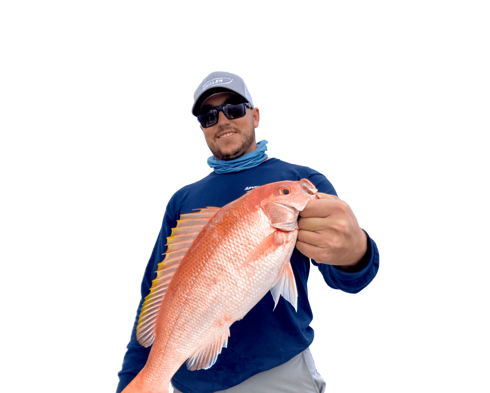 Adult male holding a Vermillion Snapper fish, islamorada fishing charters